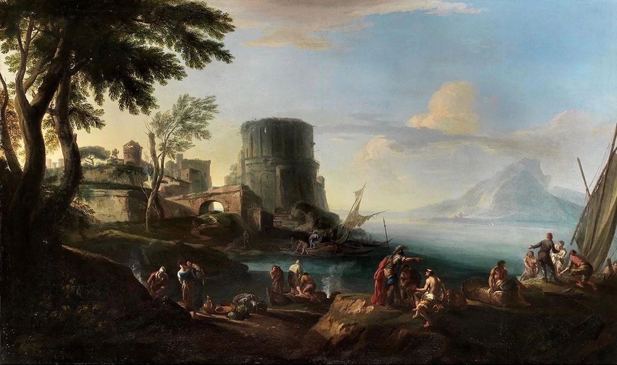Paesaggio costiero con figure